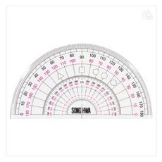 송화 각도기 삼각자 수학 학습 준비물, 각도기_13cm