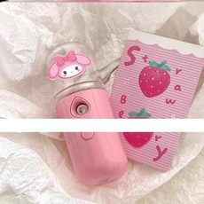 산리오 포챠코 시나모롤 헬로키티 미니 나노 수분 미스트 페이스 보습 충전 캐릭터 스프레이 굿즈, 핑크 밀러티