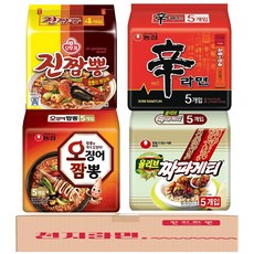 오진짜 농심 오뚜기 봉지라면 4종 19개 (신라면 5P + 짜파게티 5P + 진짬뽕 4P + 오징어짬뽕 5P)