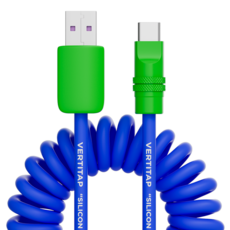 버티탭 실리콘 스프링 케이블 Cto C타입 고속충전 240W AtoC타입 꼬임방지 1.5m, AtoC 블루, 1개