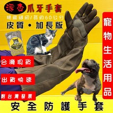四寶的店 源杏 爪牙手套 大號 60cm 防咬 掌心二層皮質 寵物 防抓咬 防護 貓抓 狗咬 加厚 鸚鵡 刺蝟 榴槤, 1個