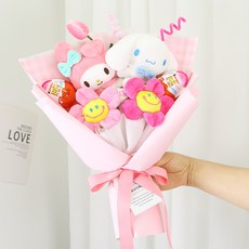 산리오 프렌즈 킨더조이 인형꽃다발 인형2개, 마이멜로디+시나모롤
