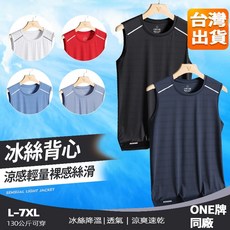 【大尺碼網眼透氣】冰絲涼感背心男款：吸濕排汗、速乾運動背心，舒適透氣背心上衣