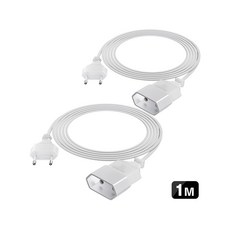 연장코드 플러그 유로 케이블 2 5A 익스텐션 소켓 기기용 1m 개 전원 가정용 250V EU 멀티미디어 또는, 1 metre white, 1개