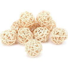 10팩 3CM 천연 라탄 볼 앵무새 츄잉 장난감 Conures 잉꼬 앵무새 햄스터 및 토끼용 - DIY 공예 파티 호텔 침실 욕실 화장실 장식용 기본 색상 고리버들, 10팩 3CM 천연 라탄 볼 앵무새 츄잉 장난감 Con