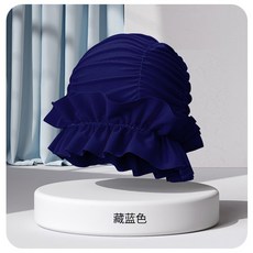 廠家批發新款速幹荷葉邊游泳帽 加肥加大純色獨立包裝泳帽, 1個, 如圖