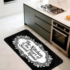 장식용 주방 바닥 매트 아티스틱 폰트 (011) 미끄럼 방지 세탁 가능한 농가 러그 121.9cm x 50.8cm(48 20인치) 블랙 192214, 1'8" x 4' (Rectangular)_146020