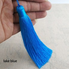 펜던트 홈 데코용 맞춤형 폴리에스터 술 행잉 링 포함 실크 재봉 뱅 장식 키 12cm, lake blue, 1개