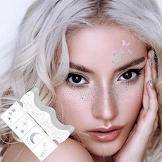 40피스 글리터 얼굴 타투 홀로그램 페이스 스파클 임시 타투 여성용 여아용 방수 가짜 축제 레이브 의상 장식 (홀로그램), 홀로그램 40개