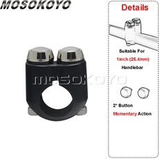 7/8″ 또는 1″ 바용 2 버튼 핸드 컨트롤 순간 스위치 Motogadget 카페 Recer Custom Bobber XS650 CB750 U, 09 25mm black chrome