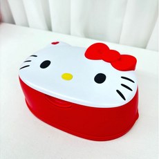 JPK-KTCA001 헬로키티 물티슈 케이스 커버 원터치 보관함 수납함 인테리어 캐릭터, 1개, 화이트+레드