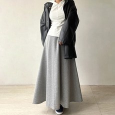 네모엔룩 쭈리A롱 여성용 허리밴딩 A핏 플레어 캐주얼라인 맥시 롱 스커트