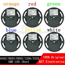 물 맑은 LED 조명 다이오드 세트 1 릴 0402 0603 0805 1206 smd LED 레드 옐로우 그린 화이트 블루 오렌지 발광, 0603 red 4000pcs