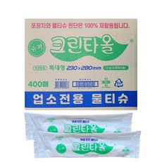 유한그린텍 업소용물티슈 크린타올 400매 식당용 일회용 물수건 물티슈, 1개입, 400개