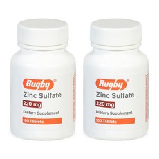 Rugby Zinc Sulfate 220 mg Tablets - Made with Heptahydrate Dietary Supplement 100 Count (2 Pack) 2, Rugby Zinc Sulfate 220 mg Tabl, 100정