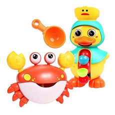 우리 아기가 즐겁게 목욕할 수 있는 버블 장난감, 빨간색 거품게+오리 트럭(배터리포함), 1개