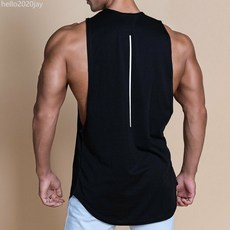 夏季健身背心男棉質彈力運動無袖T卹深挖坎肩寬鬆透氣跑步訓練服
