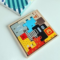 木質積木動物早教益智嬰幼兒兒童玩具, 1個, 俄羅斯積木:如圖所示