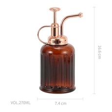 園藝按壓噴霧壺 手持盆栽噴水壺, 250ML - 茶色壺身 紅銅噴頭, 1個