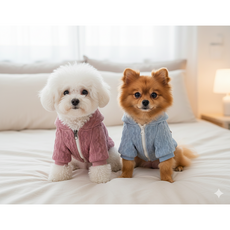 강아지 반려동물 니트 후드집업 애견옷 (공장판매처리가격), 1개, 핑크+블루