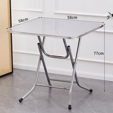 야장 테이블 편의점 포장마차 야외 포차테이블 접이식 스텐, 58cm 사각 펀칭/옻칠다리