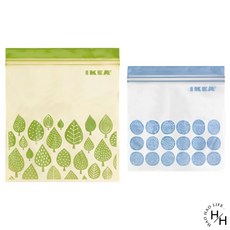 IKEA 保鮮袋密封袋 3款任選 50入組 可裝食材/蔬菜/水果/尿布等多用途, 1個, 綠色2.5L+藍色1.2L, 50