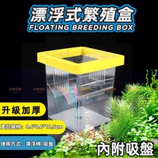 水族狂粉 懸浮式 魚缸隔離繁殖盒 飼育盒 孔雀魚幼魚鬥魚適用 黃, 1個, 黃_孵化盒
