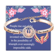 ECLATIS LQRI 피닉스 디자인 팔찌 라이즈 어브 더 스톰 참 파이어 버드 하이퀄리티 주얼리 리버스 친구 졸업생을 위한 영감을 주는 특별한 선물 스몰 메탈 오팔 30, 로즈 -2