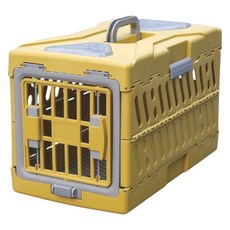 일본 접이식 하드 펫크레이트 소형견 이동장 강아지 하드캐리 케이지 크레이트, 노랑, 1개