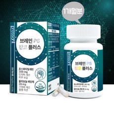 브레인 PS 징코 플러스 포스파티딜세린 500mg 60캡슐 두뇌 기억력 집중 영양제, 1개, 60정
