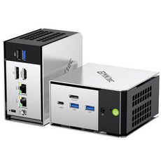 GMKtec 미니 PC M8 데스크탑 컴퓨터 AMD Ryzen PRO 6650H (6C/12T 4.50Ghz) 듀얼 NIC LAN 2.5GbE 16GB LPDDR5 RAM +, Silver Black(M8)