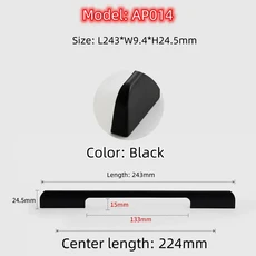 Moden 긴 핸들 캐비닛 도어 당겨 600mm 알루미늄 합금 손잡이 블랙 가구 옷장 하드웨어, 14 Black-224