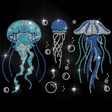 1개 유리 핫픽스 라인스톤 다리미 부착형 아플리케 의상 액세서리 (옷 가방 바지 해파리 모양 297x210mm), 혼합색