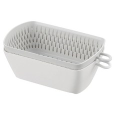 AKEBONO 曙產業 方形蔬菜瀝水籃組 白色, 1組, 瀝水籃 + 盆