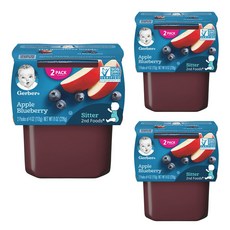 거버 과일퓨레 113g, 사과 블루베리(Apple Blueberry), 6개