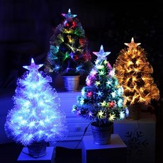 7색불빛 광섬유 크리스마스 트리 풀세트 60cm 랜덤 광섬유트리 전구달린트리 초 미니트리, 01 A.랜덤
