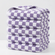 융풍 수건 호텔 수건 포근한 부드러움 체크 패턴 수건으로 행복한 시간을, 5개, 보라색