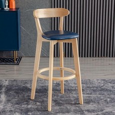 홈바 의자 높은 인테리어 접이식, 71 좌고 원목 프레임 다크 블루 가죽