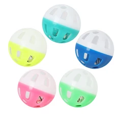 貓鈴鐺球 貓玩具 內置鈴鐺 鮮豔色彩 鏤空設計 互動玩具, 鈴鐺球1顆 顏色隨機, 1個