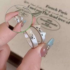 쌍문상회 주얼리 사이즈조절반지 고양이 귀여운 우정 커플링 반지 선물 고양이반지 우정반지 강아지 강아지반지 40872EA