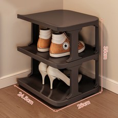 신발정리대 정리함 보관함 정리 수납장 현관 미니 슬림 신발장 슈즈렉, 블랙, 3단