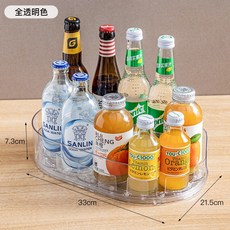 廚房檯面多功能調味品旋轉置物架 簡約飲料收納轉盤 冰箱收納神器 - 收納籃/旋轉置物架/廚房置物架/調味罐整理架, 1個, 冰箱收納盒【透明】