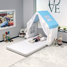 빅 하우스 싱글 (블루) 플레이 텐트 캐노피 아동 어린이 침대, 단품