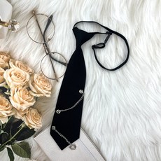 鏈條領帶女款jk黑色懶人免打ins短款痞帥襯衫配飾男女愛心別針蝶海豚三孔默認顏色