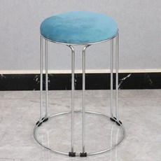 화장대 의자 거실 북유럽, 라이트블루 벨벳 6기둥 실버 프레임