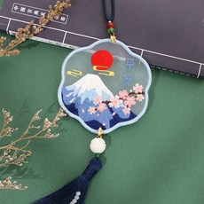 熱銷 刺繡手工diy材料包 自繡製作平安福禦守書簽掛件雙麵繡蘇繡送男友禮物, 【雪之櫻平安】送繡繃+禮盒 【需自己縫製, 1個