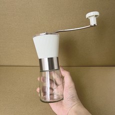 外貿304不鏽鋼手搖咖啡機多用途咖啡磨豆機家用可調檔手動研磨器, 1個, 304鋼手搖磨豆機【白色】