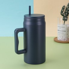 1.5升 大口吸管杯304不锈钢真空保温杯大容量奶茶杯带盖带吸管, 1個, 藏青色:50oz