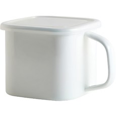 方形搪瓷琺瑯杯 白色 IH感應爐適用, 13.5cm, 1個