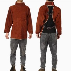牛皮電焊服 勞保服 防護服, 棕色拼接高領85cm,XXXL, 1個, N/A